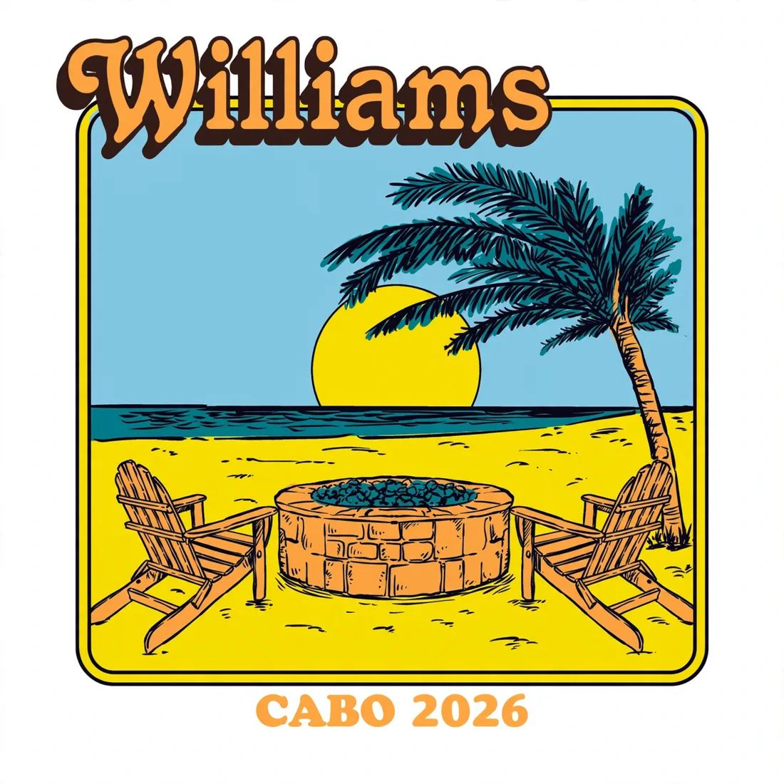 Beach badge example: Williams · Cabo 2026