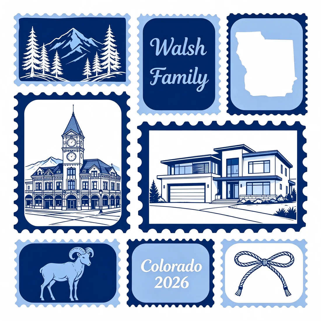 Stamp grid example: Walsh Family · Colorado 2026