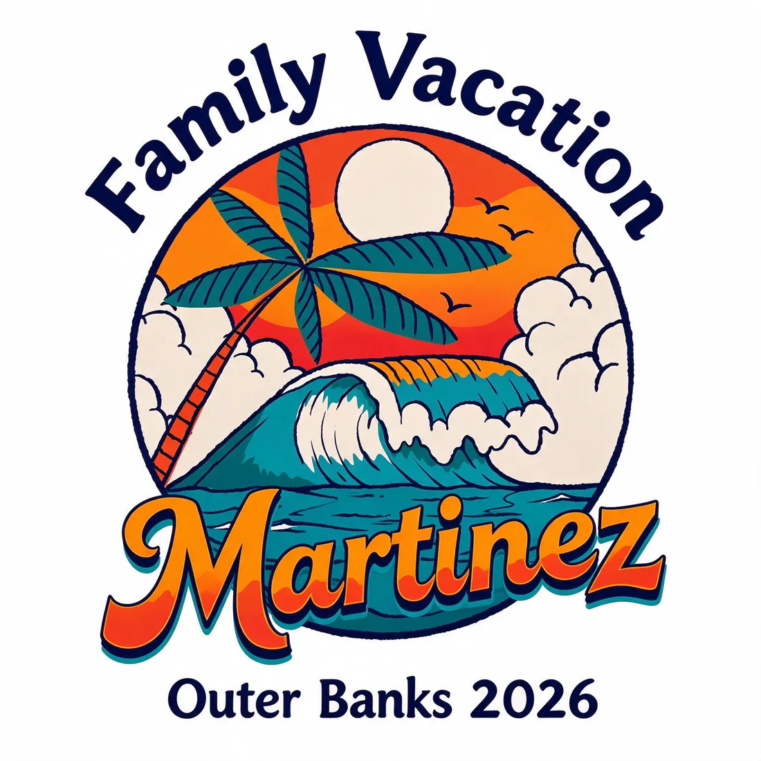 Wave badge example: Family Vacation · Martinez · Outer Banks 2026
